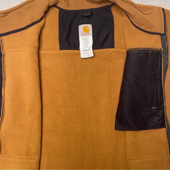 Carhartt Vest Mens Medium Brown Full Zip Fleece Workwear - Picture 3 of 8